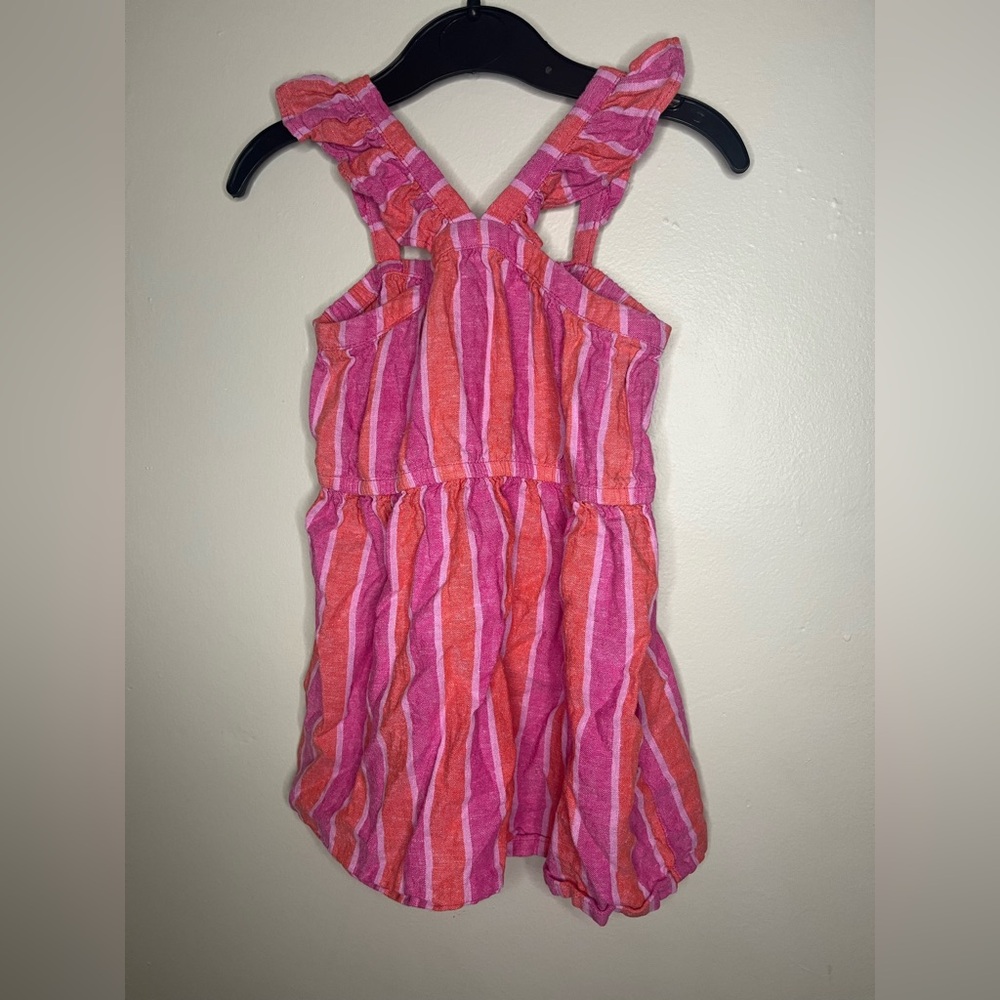 Carters Pink And Orange Striped Sleeveless Dress Girls Size 2T